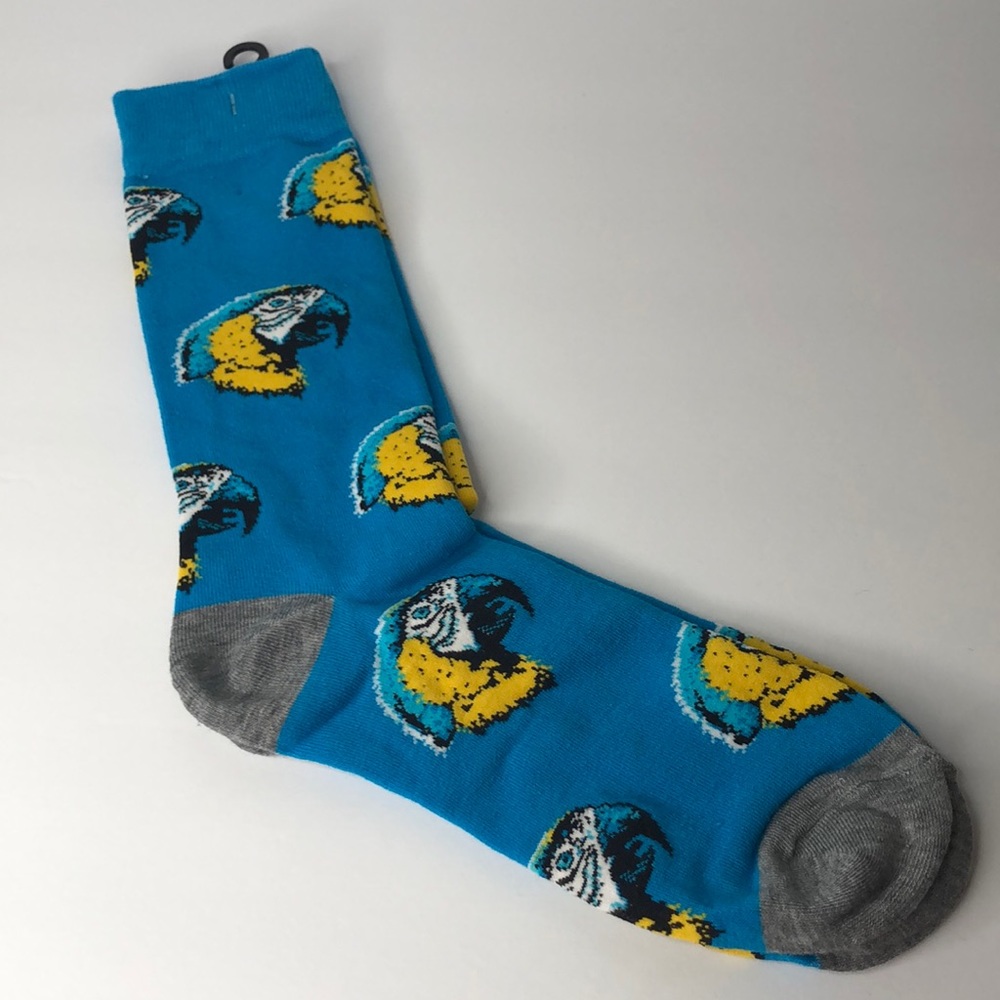 Macaw Parrot Bird Socks Novelty Men’s Crew Sz 10-13 NWT - Picture 7 of 8